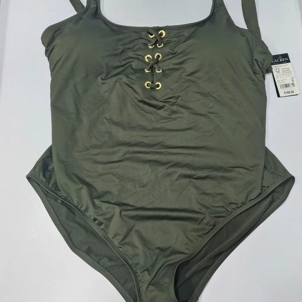 Lauren Ralph Lauren Plus Lace-up One-Piece Swimsuit - Picture 5 of 9